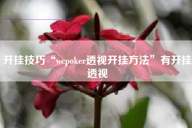 开挂技巧“wepoker透视开挂方法	”有开挂透视
