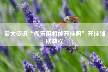 重大资讯“微乐麻将能开挂吗	”开挂辅助教程