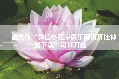 一键操作“微信小程序微乐麻将开挂神器下载	”可以开挂