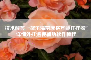 技术解答“微乐海南麻将万能开挂器”详细外挂透视辅助软件教程