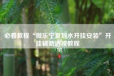 必看教程“微乐宁夏划水开挂安装	”开挂辅助透视教程