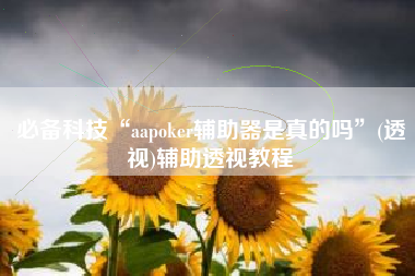 必备科技“aapoker辅助器是真的吗”(透视)辅助透视教程