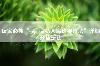 玩家必搜“wepoker私人局透视方法”详细开挂玩法