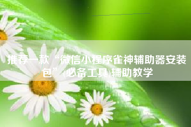推荐一款“微信小程序雀神辅助器安装包”(必备工具)辅助教学
