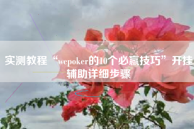 实测教程“wepoker的10个必赢技巧	”开挂辅助详细步骤