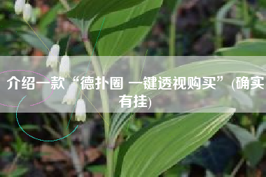 介绍一款“德扑圈 一键透视购买”(确实有挂)