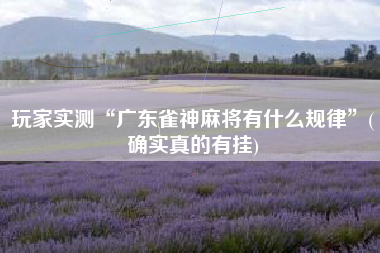 玩家实测“广东雀神麻将有什么规律	”(确实真的有挂)