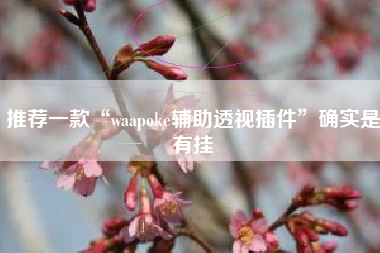 推荐一款“waapoke辅助透视插件	”确实是有挂