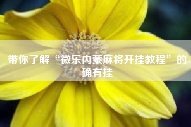 带你了解“微乐内蒙麻将开挂教程”的确有挂