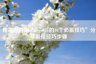 我来告诉你“wepoker的10个必赢技巧”分享装挂技巧步骤