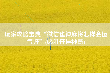 玩家攻略宝典“微信雀神麻将怎样会运气好”(必胜开挂神器)