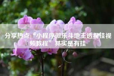 分享热点“小程序微乐斗地主透视挂视频教程”其实是有挂