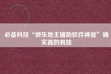 必备科技“微乐地主辅助软件神器	”确实真的有挂