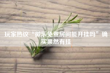 玩家热议“微乐免费房间能开挂吗”确实果然有挂