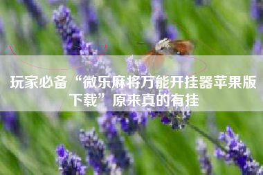 玩家必备“微乐麻将万能开挂器苹果版下载”原来真的有挂