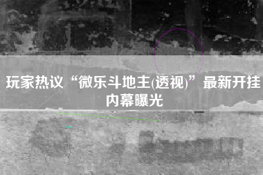 玩家热议“微乐斗地主(透视)”最新开挂内幕曝光