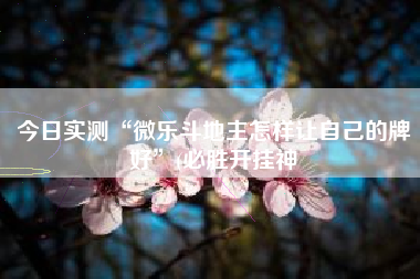 今日实测“微乐斗地主怎样让自己的牌好”(必胜开挂神