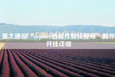 重大通报“wepoker透视作弊挂视频”教你开挂详细