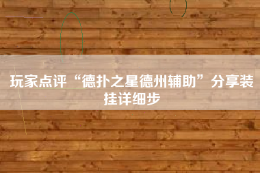 玩家点评“德扑之星德州辅助”分享装挂详细步