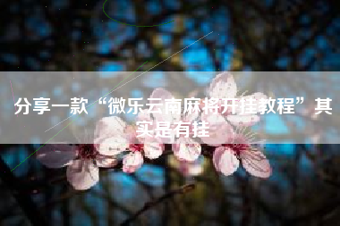 分享一款“微乐云南麻将开挂教程”其实是有挂