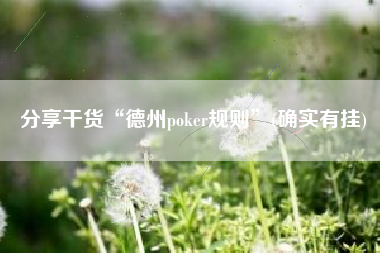分享干货“德州poker规则”(确实有挂)