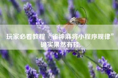 玩家必看教程“雀神麻将小程序规律”确实果然有挂