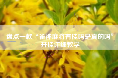 盘点一款“雀神麻将有挂吗是真的吗”开挂详细教学