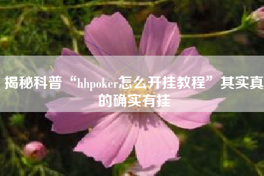 揭秘科普“hhpoker怎么开挂教程”其实真的确实有挂