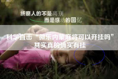 科学直击“微乐内蒙麻将可以开挂吗”其实真的确实有挂