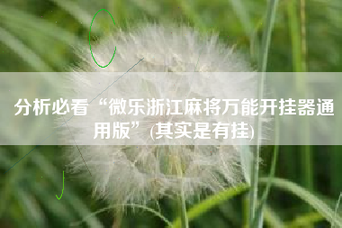 分析必看“微乐浙江麻将万能开挂器通用版	”(其实是有挂)