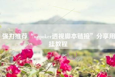 强力推荐“wepoker透视脚本链接”分享用挂教程