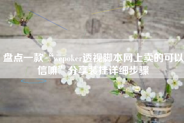 盘点一款“wepoker透视脚本网上卖的可以信嘛”分享装挂详细步骤