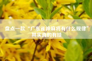 盘点一款“广东雀神麻将有什么规律”其实真的有挂