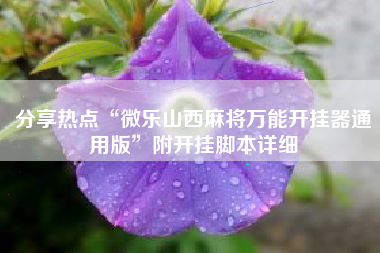 分享热点“微乐山西麻将万能开挂器通用版	”附开挂脚本详细