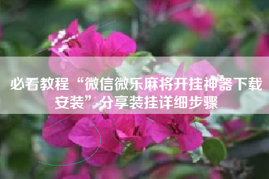 必看教程“微信微乐麻将开挂神器下载安装”分享装挂详细步骤