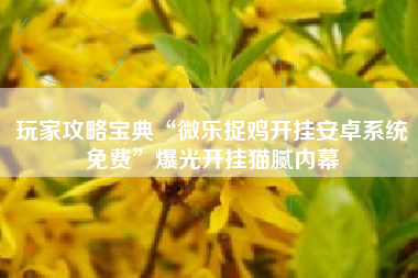 玩家攻略宝典“微乐捉鸡开挂安卓系统免费”爆光开挂猫腻内幕
