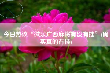 今日热议“微乐广西麻将有没有挂	”(确实真的有挂)