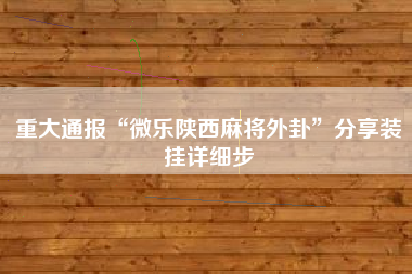 重大通报“微乐陕西麻将外卦”分享装挂详细步
