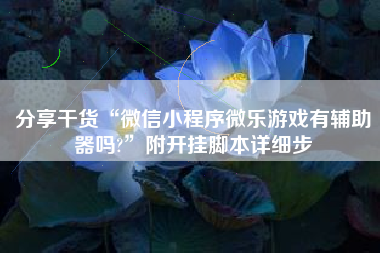 分享干货“微信小程序微乐游戏有辅助器吗?	”附开挂脚本详细步