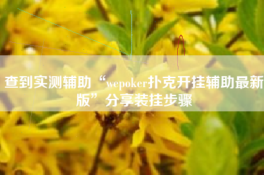 查到实测辅助“wepoker扑克开挂辅助最新版	”分享装挂步骤