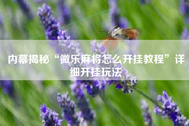 内幕揭秘“微乐麻将怎么开挂教程”详细开挂玩法