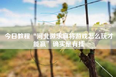 今日教程“河北微乐麻将游戏怎么玩才能赢”确实是有挂