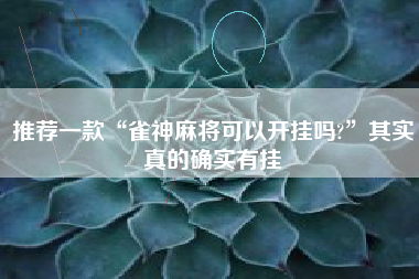 推荐一款“雀神麻将可以开挂吗?	”其实真的确实有挂