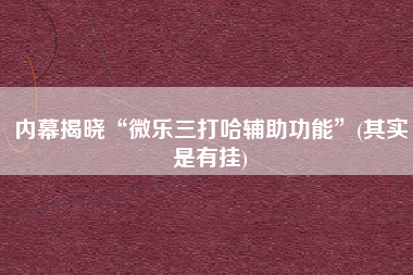 内幕揭晓“微乐三打哈辅助功能”(其实是有挂)