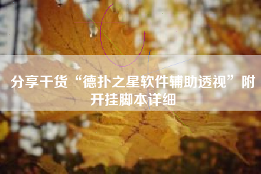 分享干货“德扑之星软件辅助透视	”附开挂脚本详细