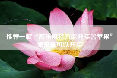 推荐一款“微乐麻将万能开挂器苹果	”原来真可以开挂