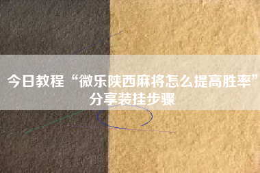 今日教程“微乐陕西麻将怎么提高胜率	”分享装挂步骤