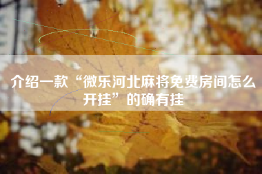介绍一款“微乐河北麻将免费房间怎么开挂”的确有挂
