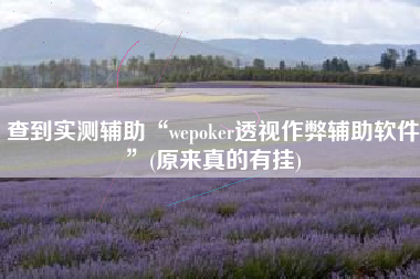 查到实测辅助“wepoker透视作弊辅助软件	”(原来真的有挂)