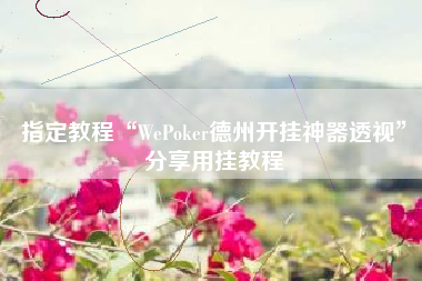 指定教程“WePoker德州开挂神器透视”分享用挂教程